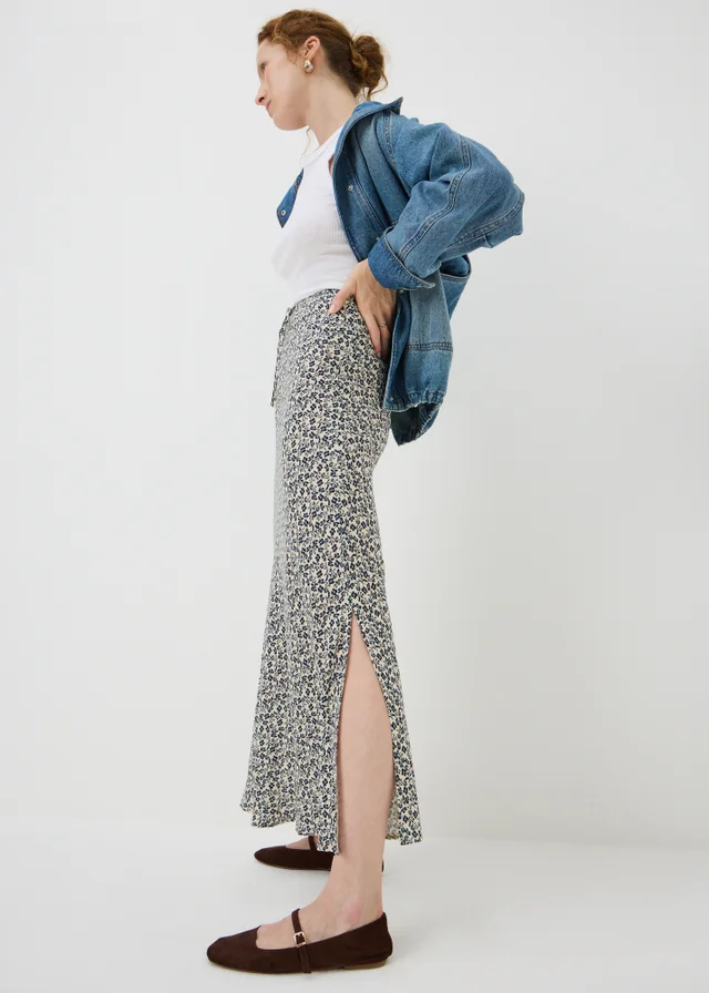 Blue Ditsy Floral Co Ord Slip Maxi Skirt