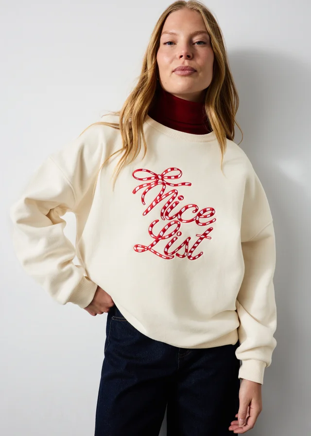 Cream Nice List Christmas Jumper