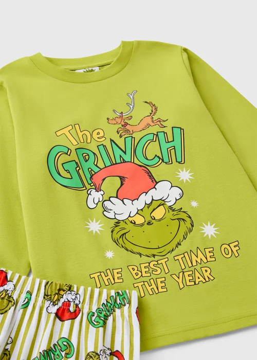 The Grinch Boys Green Matching Family Christmas Pyjamas (3-13yrs) - 3-4 Yrs Image 2