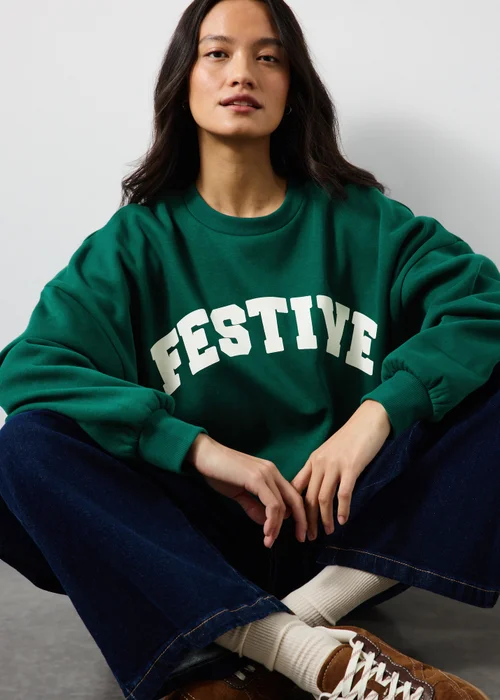 Green Festive Crew Matching Family Christmas Sweatshirt - XS Image 1