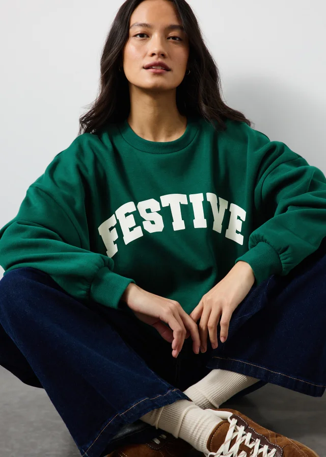 Green Festive Crew Matching Family Christmas Sweatshirt