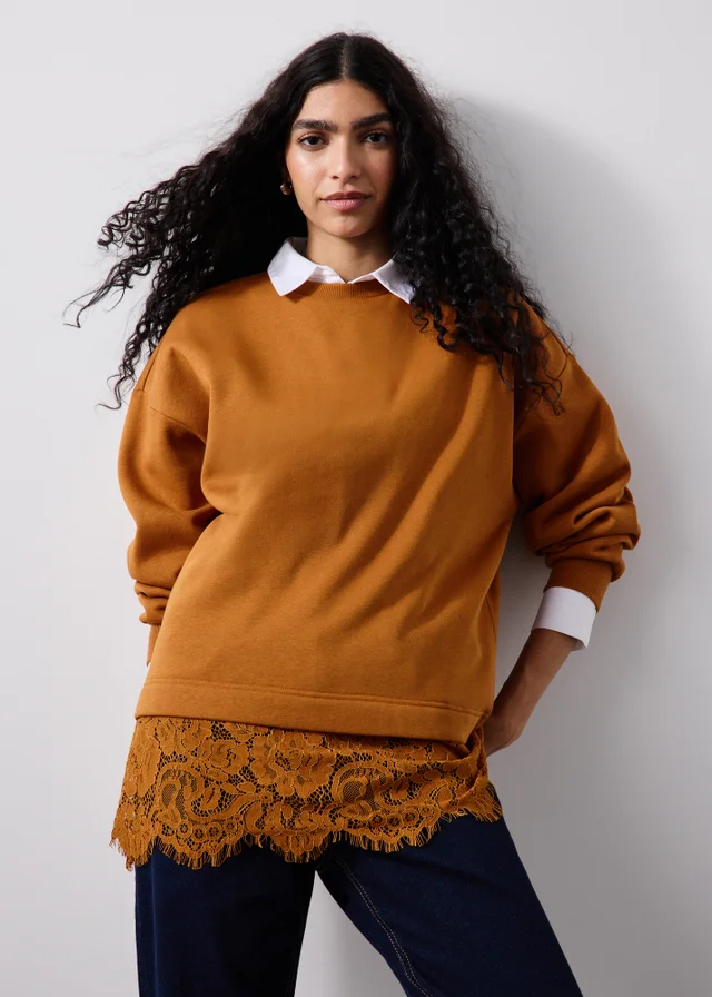 Orange Lace Trim Jumper
