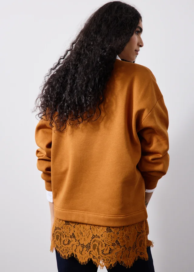 Orange Lace Trim Jumper