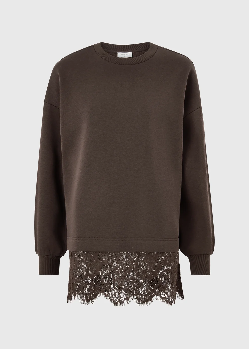Chocolate Brown Lace Trim Sweatshirt - XS Image 4