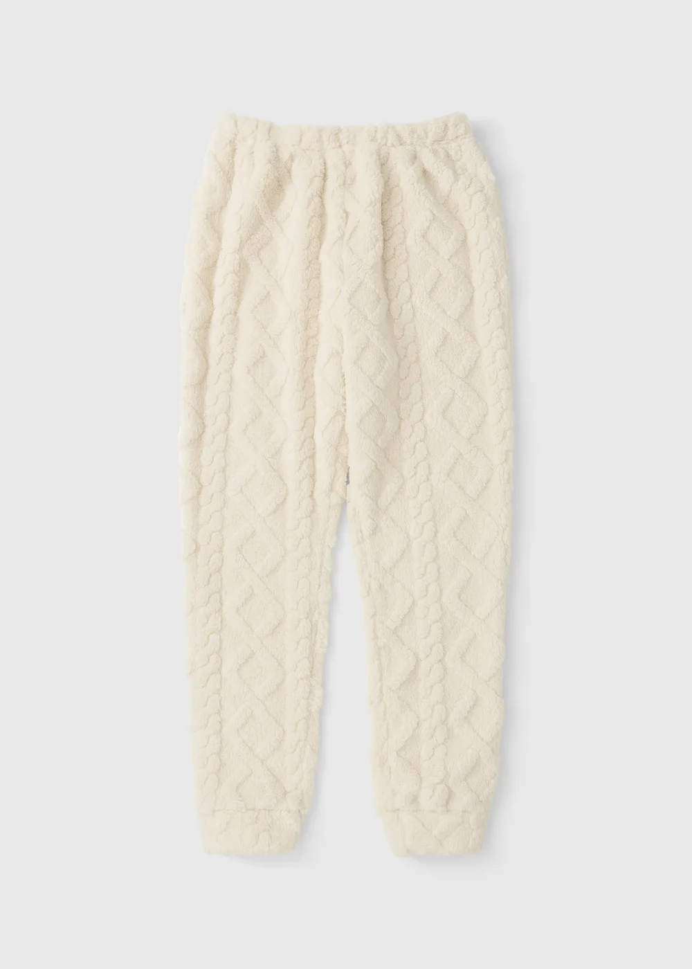 Cream Cable Fleece Pyjama Bottoms - XS Image 1