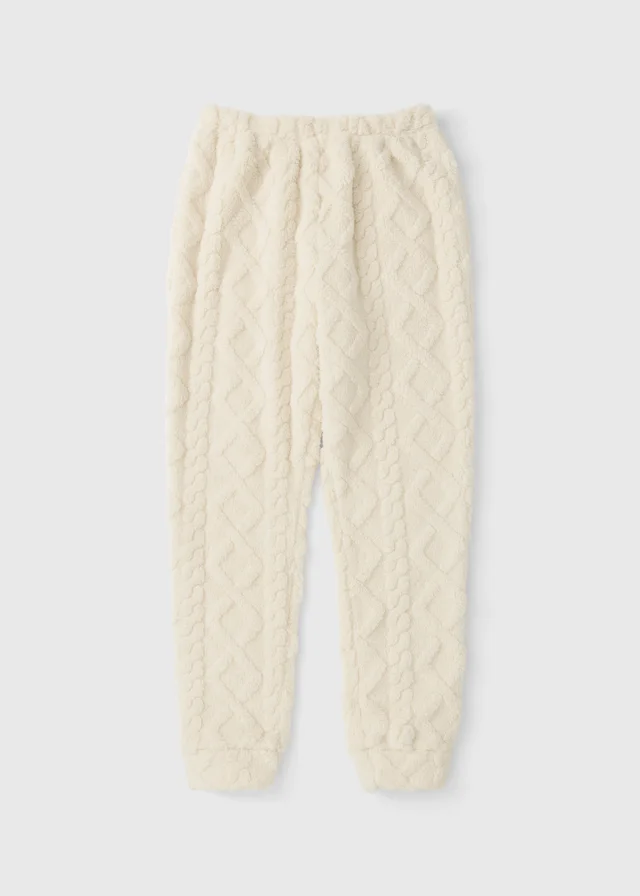 Cream Cable Fleece Pyjama Bottoms