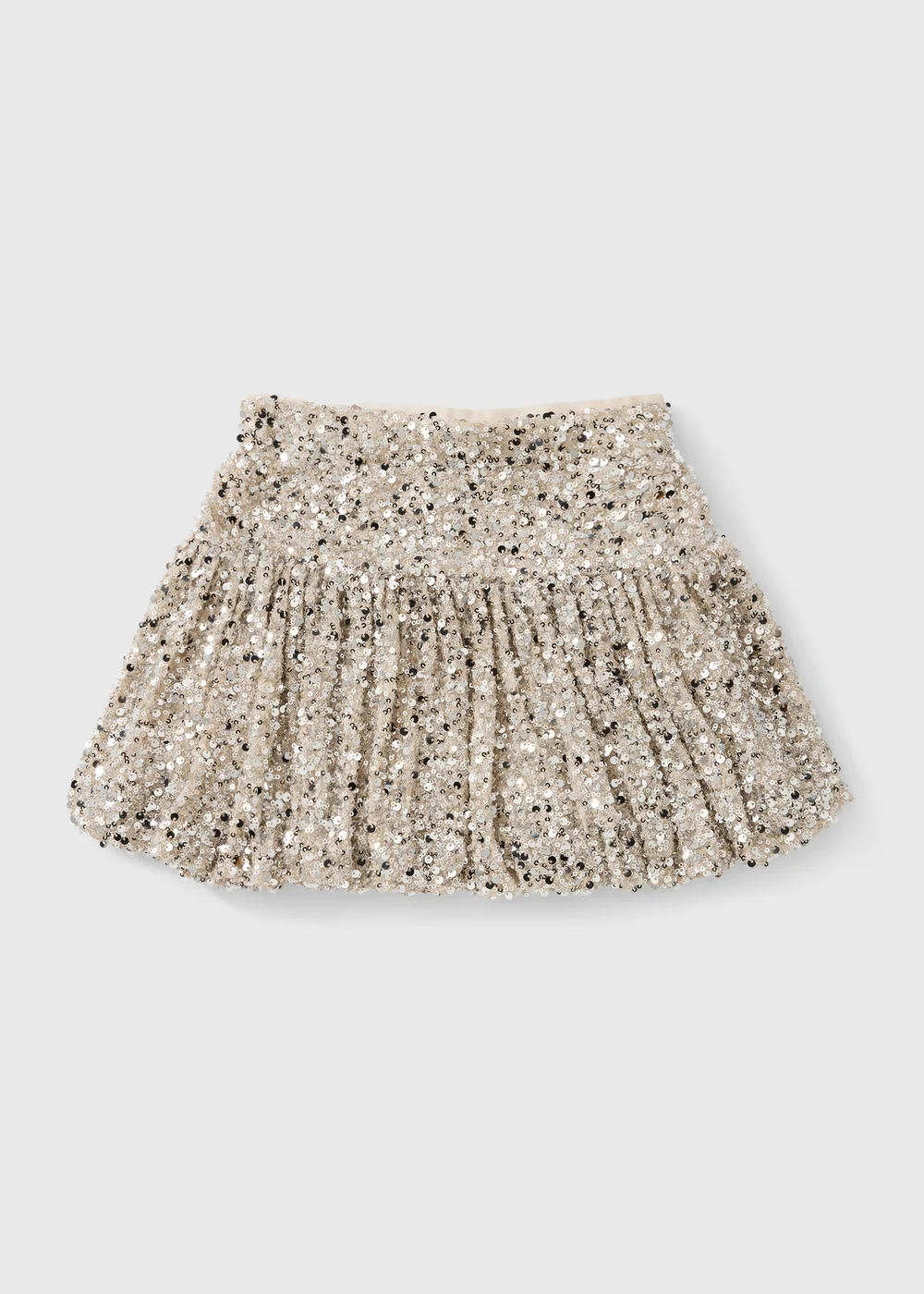Girls Champagne Sequin Puff Ball Mini Skirt (7-15yrs) - 7 Yrs Image 1