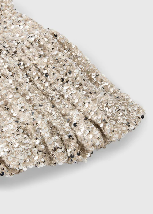 Girls Champagne Sequin Puff Ball Mini Skirt (7-15yrs) - 7 Yrs Image 2