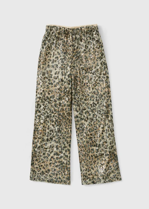 Girls Leopard Sequin Flares (7-15 Yrs) - 7 Yrs Image 1
