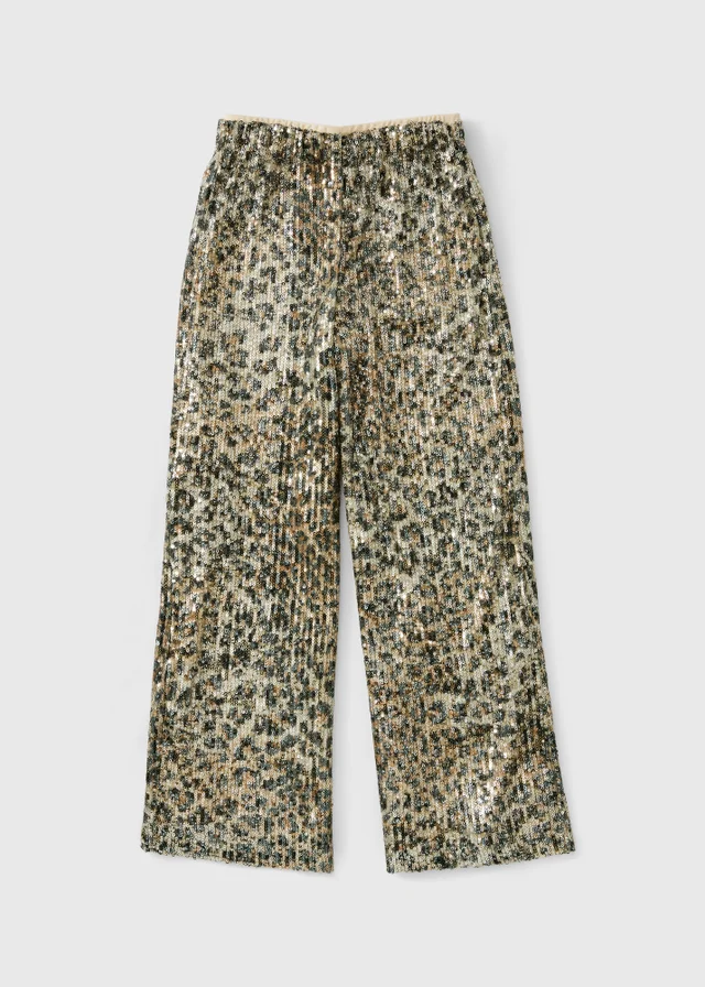 Girls Leopard Sequin Flares (7-15 Yrs)