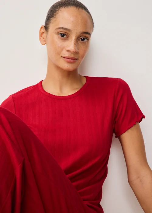 Red Pointelle Pyjama Top - S Image 3