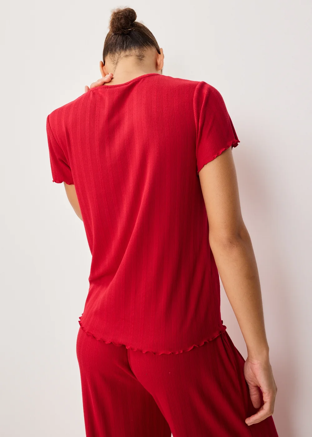 Red Pointelle Pyjama Top - S Image 2
