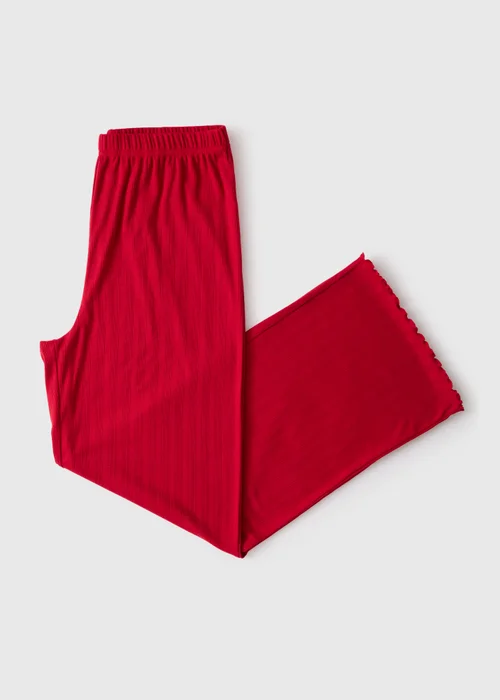 Red Pointelle Wide Leg Pyjama Bottoms - XS Image 4