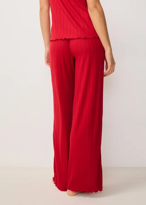 Red Pointelle Wide Leg Pyjama Bottoms - XS Image 2