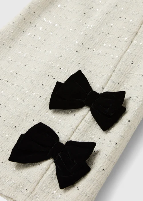 Girls Cream Boucle Bow Dress (7-15yrs) - 14 Yrs Image 2