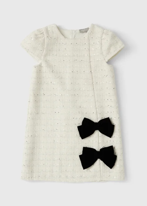 Girls Cream Boucle Bow Dress (7-15yrs) - 14 Yrs Image 1