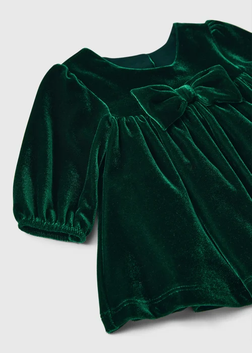Baby Green Velour Dress (Newborn-23 mnths) - Up to 1 Month Image 2