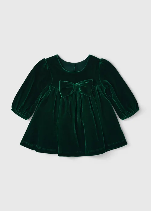 Baby Green Velour Dress (Newborn-23 mnths) - Up to 1 Month Image 1