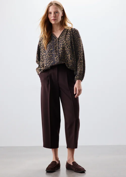 Brown Animal Print Popover Blouse - 8 Image 2