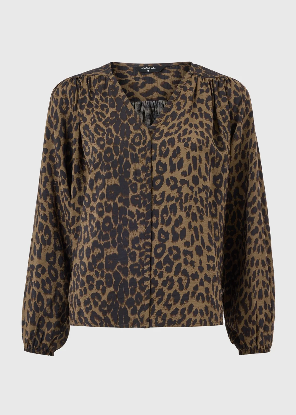 Brown Animal Print Popover Blouse - 8 Image 4