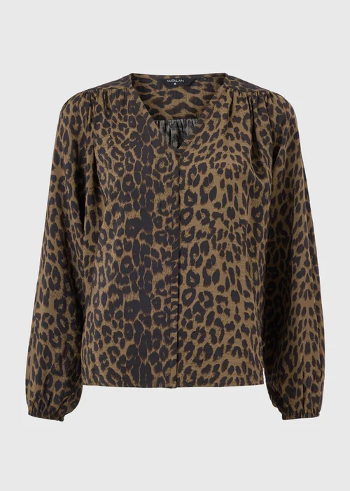 Brown Animal Print Popover Blouse - 8 Image 4
