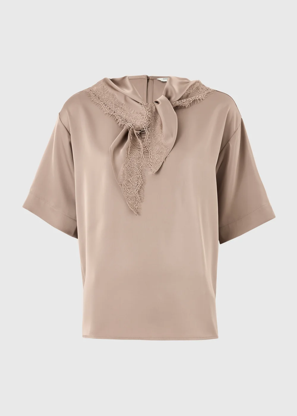 Mocha Satin Scarf Detail T-Shirt - 8 Image 4