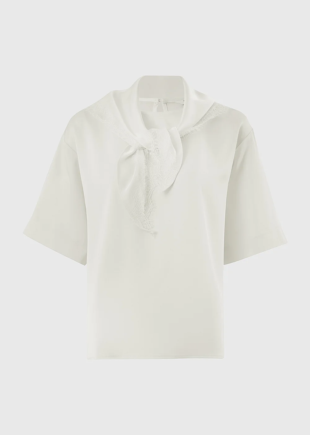 Cream Satin Lace Scarf T-Shirt - 8 Image 4