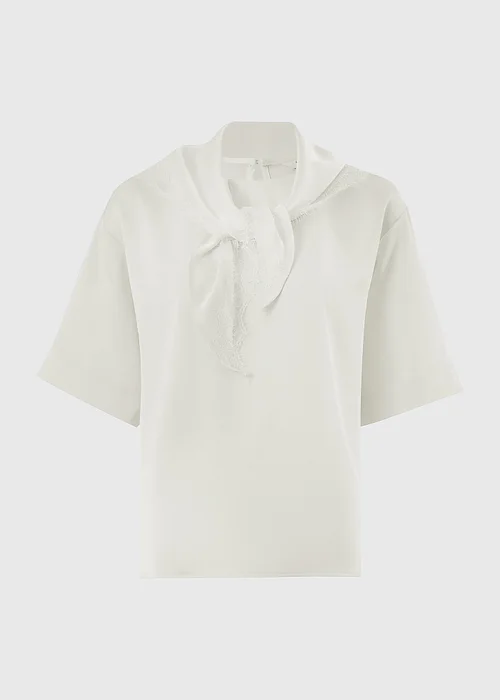 Cream Satin Lace Scarf T-Shirt - 8 Image 4