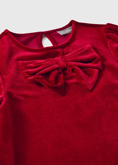 Girls Red Velvet Bow Dress (7-15 Yrs) - 7 Yrs Image 2