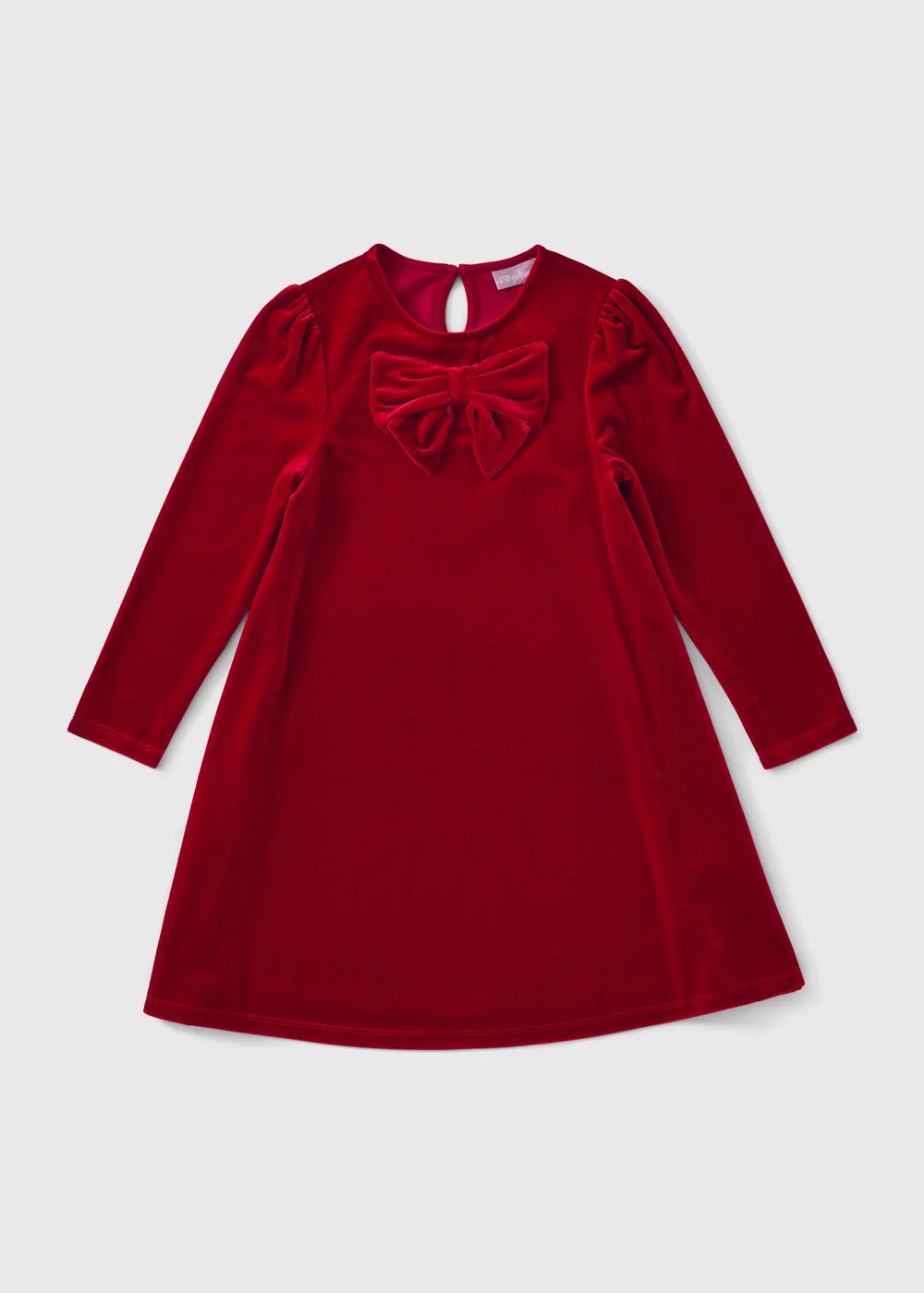 Girls Red Velvet Bow Dress (7-15 Yrs) - 7 Yrs Image 1