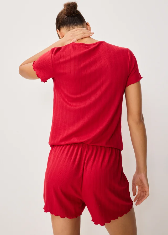 Red Pointelle Pyjama Shorts