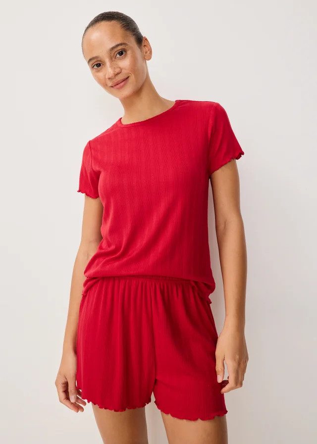 Red Pointelle Pyjama Shorts