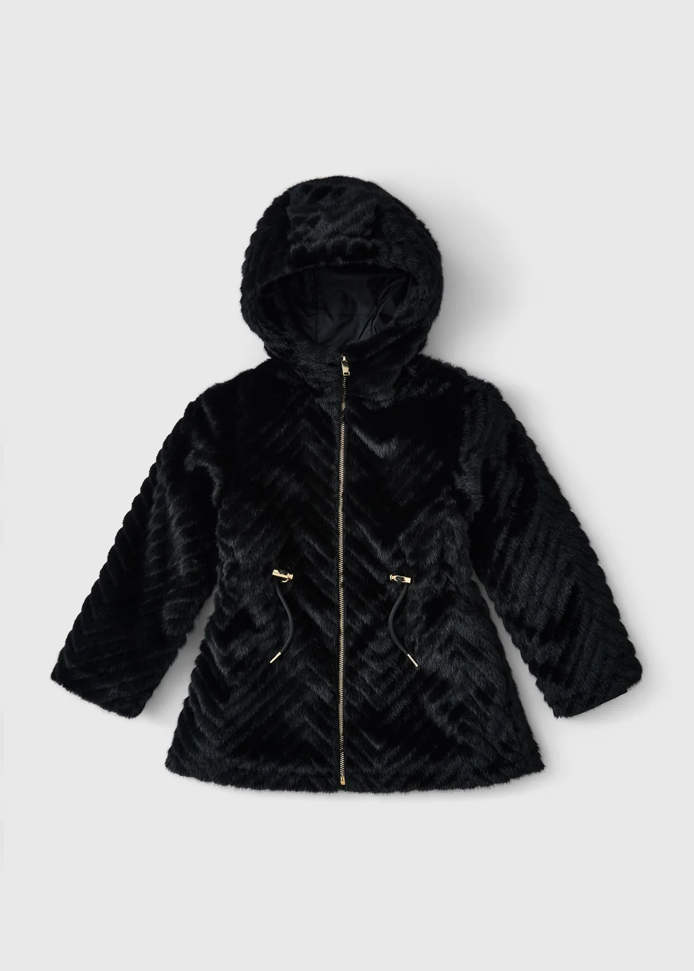 Girls’ Black Faux Fur Coat (7-15 Yrs) - 7 Yrs Image 1