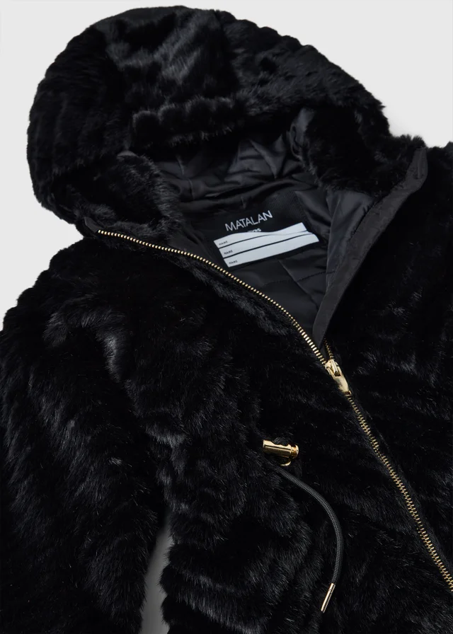 Girls’ Black Faux Fur Coat (7-15yrs)