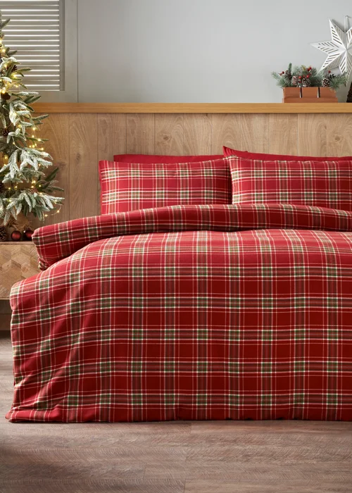 Red Tartan Duvet Set - Single Image 1