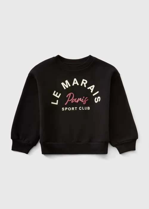 Girls Black Paris Graphic Sweatshirt (7-15yrs) - 7 Yrs Image 1