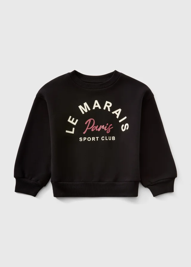 Girls Black Paris Graphic Sweatshirt (7-15yrs)
