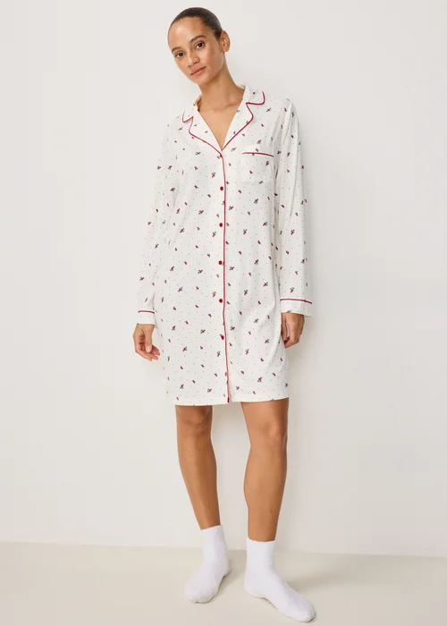 Cream Holly Christmas Night Shirt - 2XL Image 1