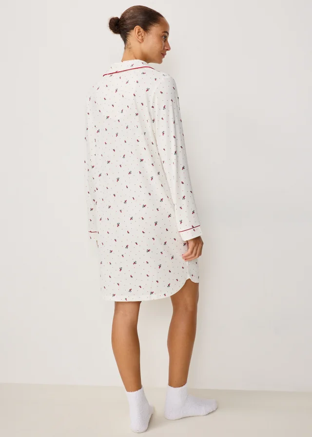 Cream Holly Christmas Night Shirt