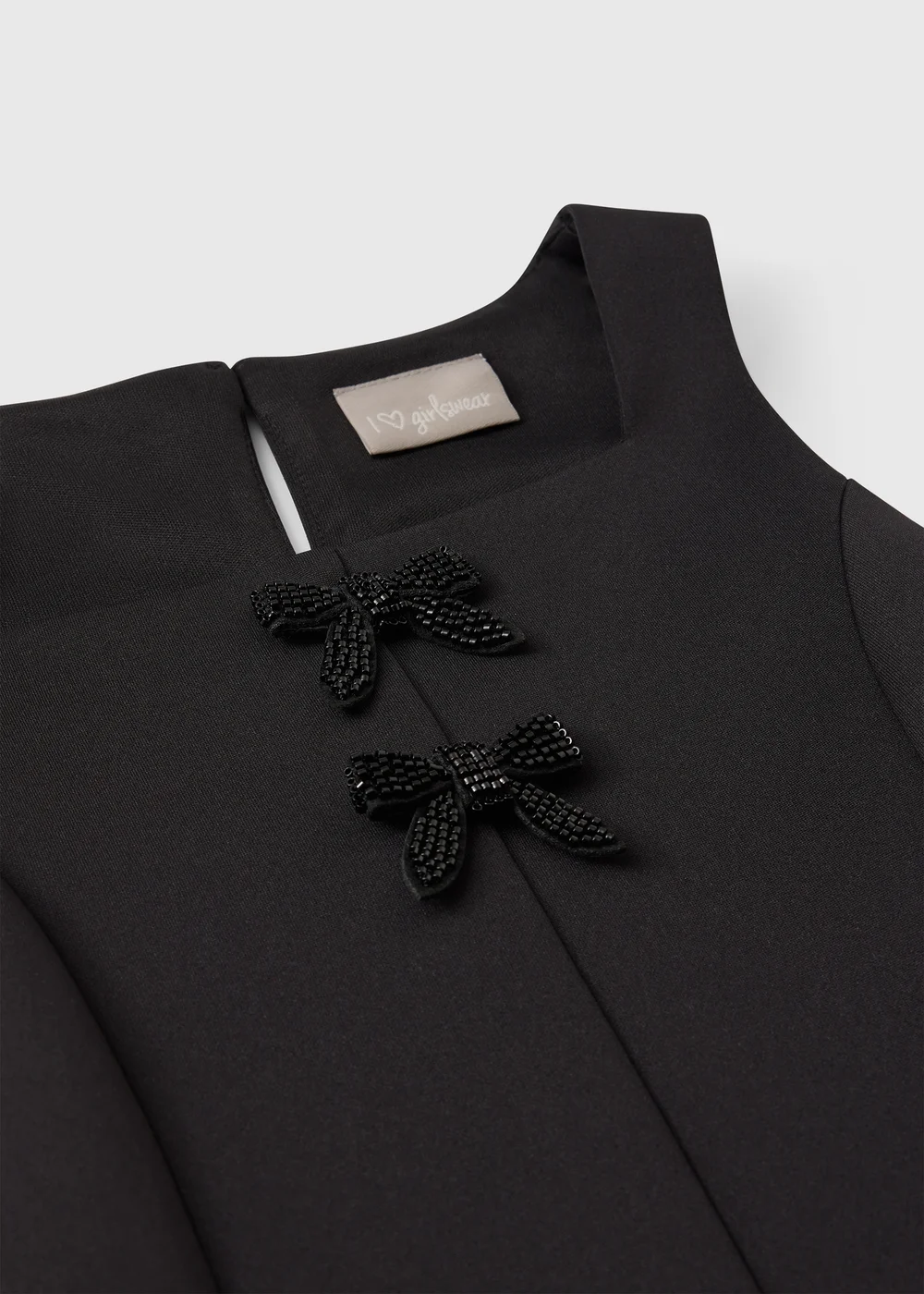 Girls Black Bow Scuba Dress (7-15yrs) - 7 Yrs Image 2