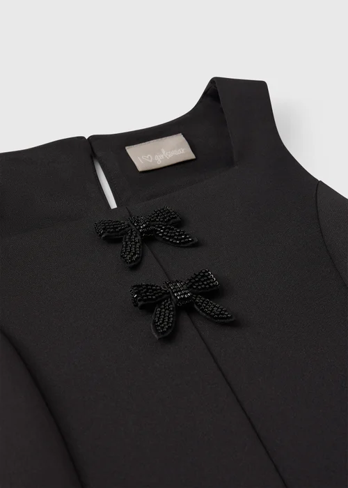 Girls Black Bow Scuba Dress (7-15yrs) - 7 Yrs Image 2