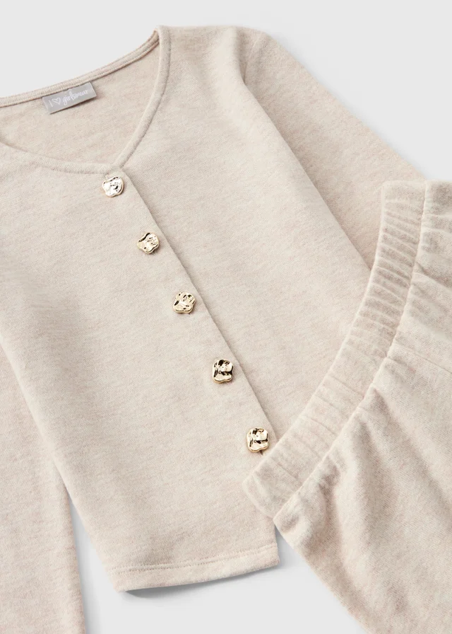 Girls Oatmeal Knitted Top & Trouser Set (7-15yrs)