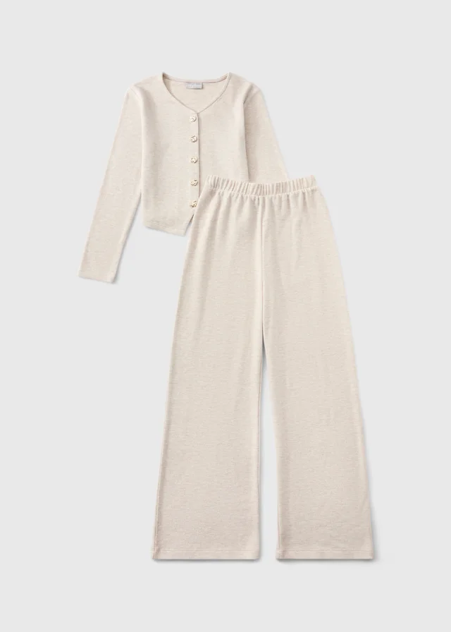 Girls Oatmeal Knitted Top & Trouser Set (7-15yrs)