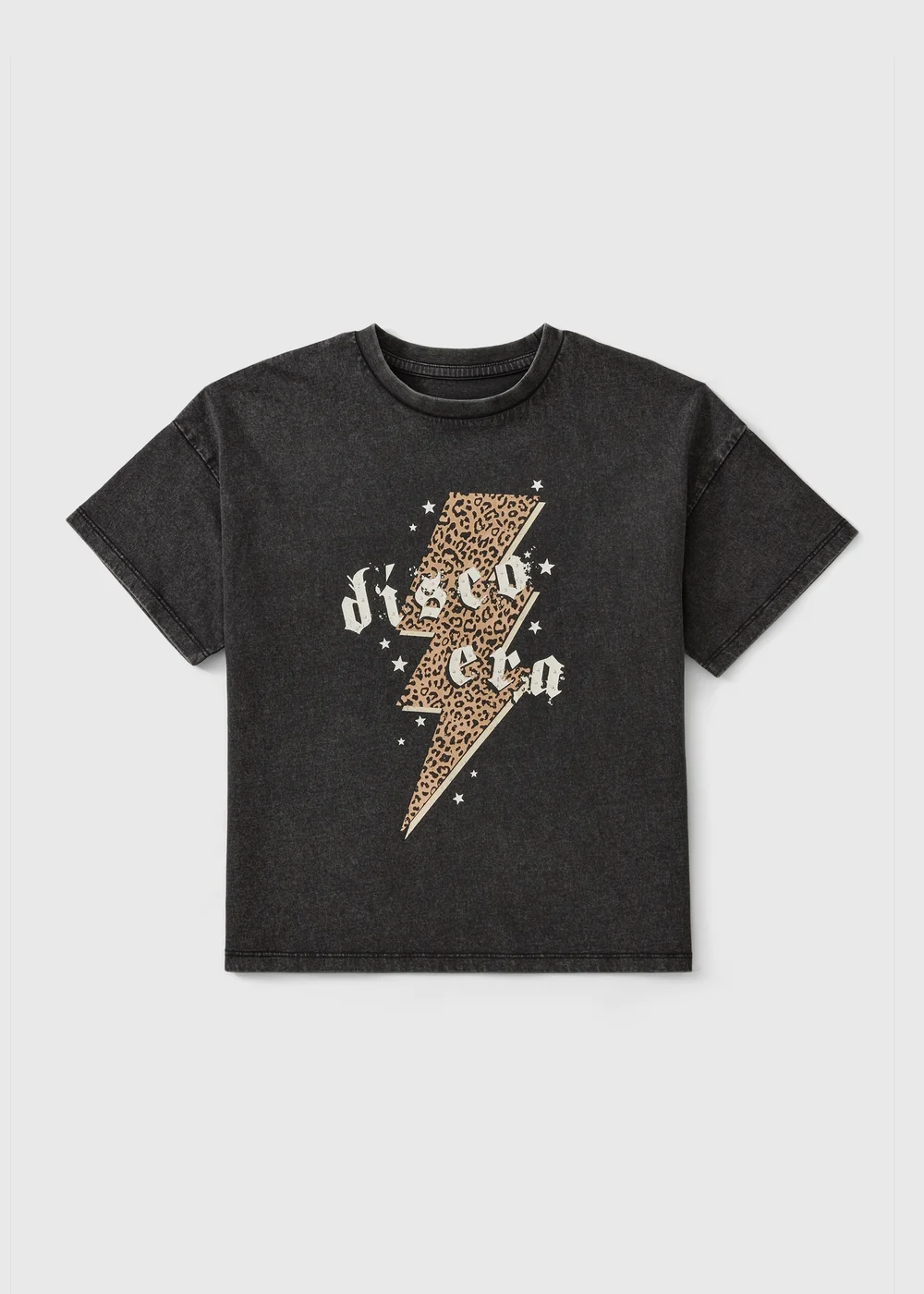 Girls Grey Acid Wash Disco Era T-Shirt (7-15yrs) - 7 Yrs Image 1