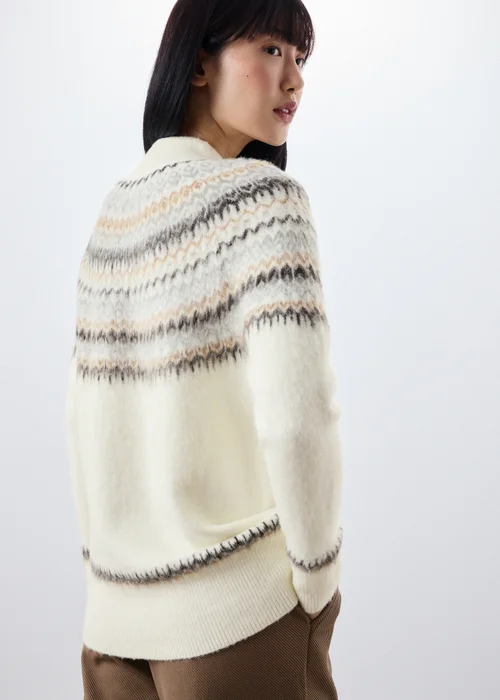 Cream Fairisle Funnel Neck Jumper - XS Image 2
