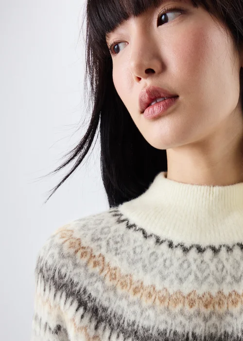 Cream Fairisle Funnel Neck Jumper - XS Image 3