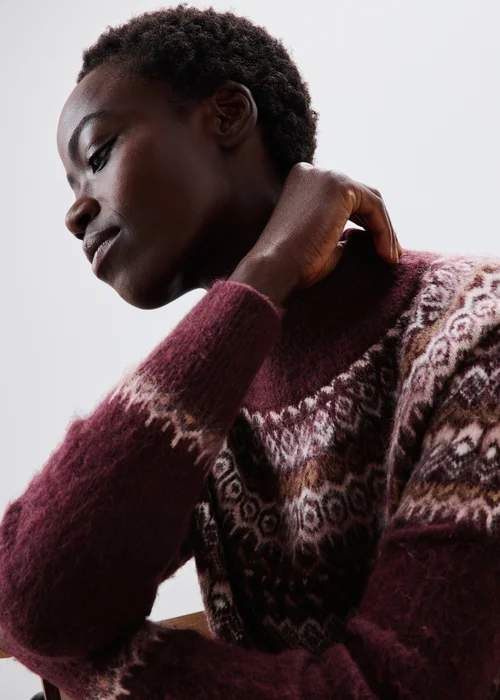 Plum Fairisle Funnel Neck Jumper - XS Image 3