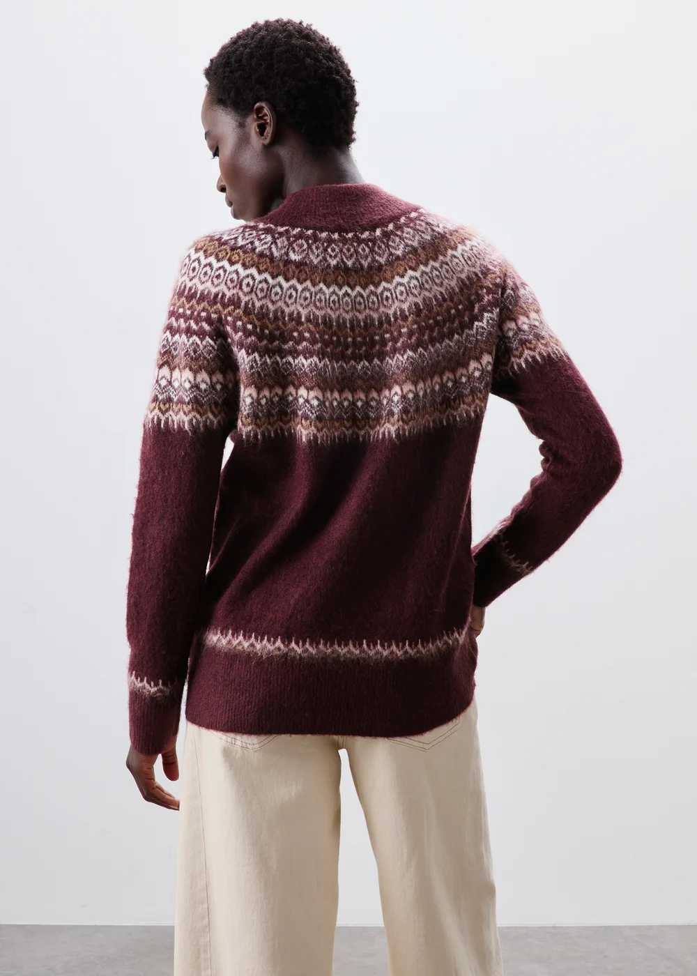 Plum Fairisle Funnel Neck Jumper - XS Image 2