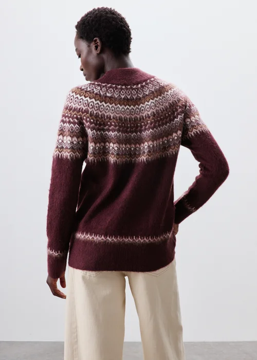 Plum Fairisle Funnel Neck Jumper - XS Image 2