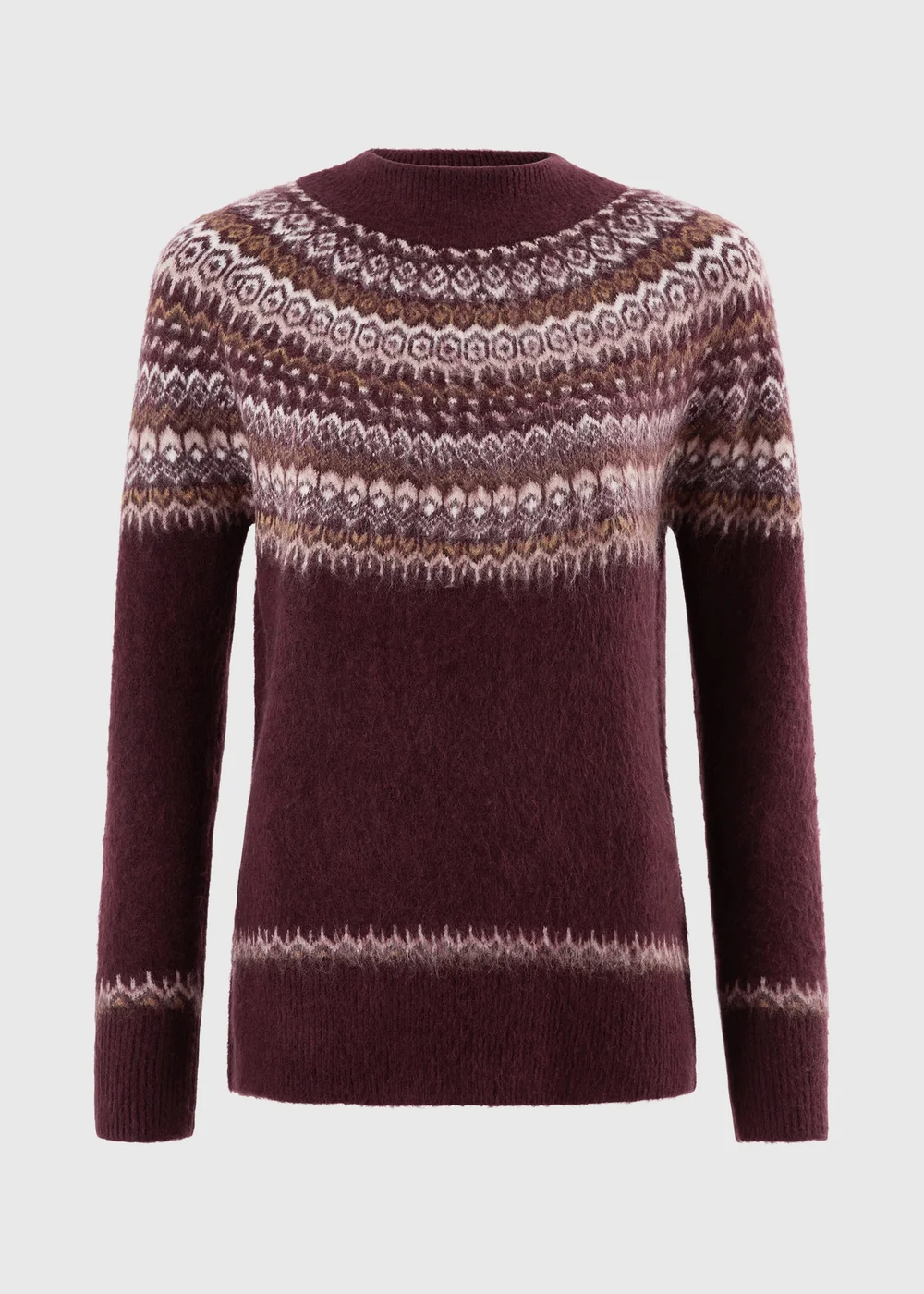 Plum Fairisle Funnel Neck Jumper - XS Image 5